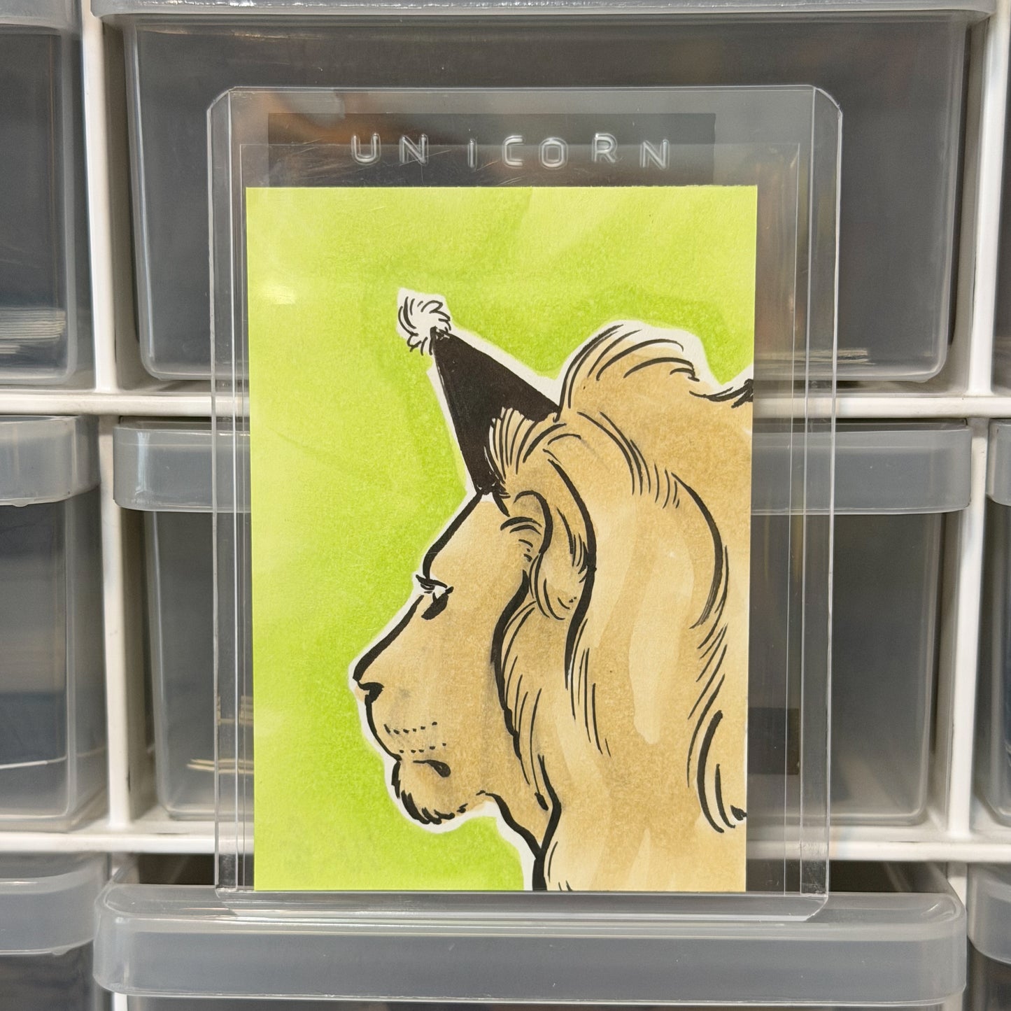 Birthday Lion ACEO Original Artwork