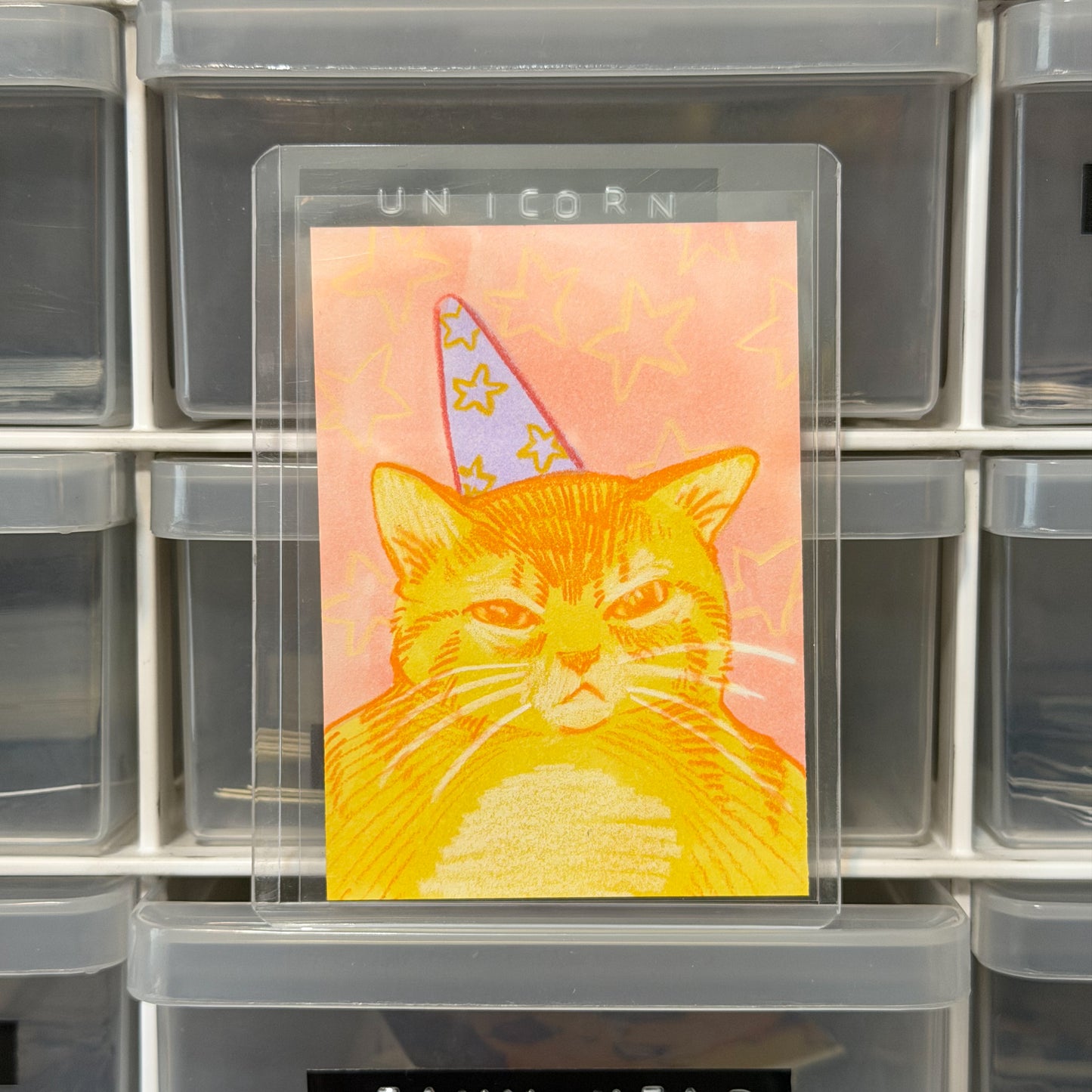 Birthday Cat ACEO Original Artwork