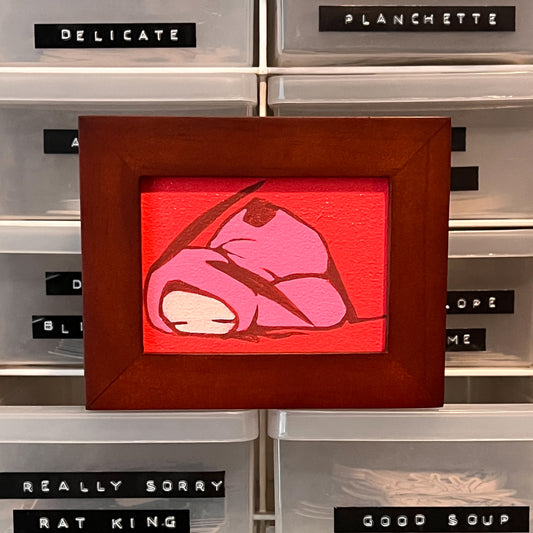 Stickbunny Five More Minutes Mini Original Painting