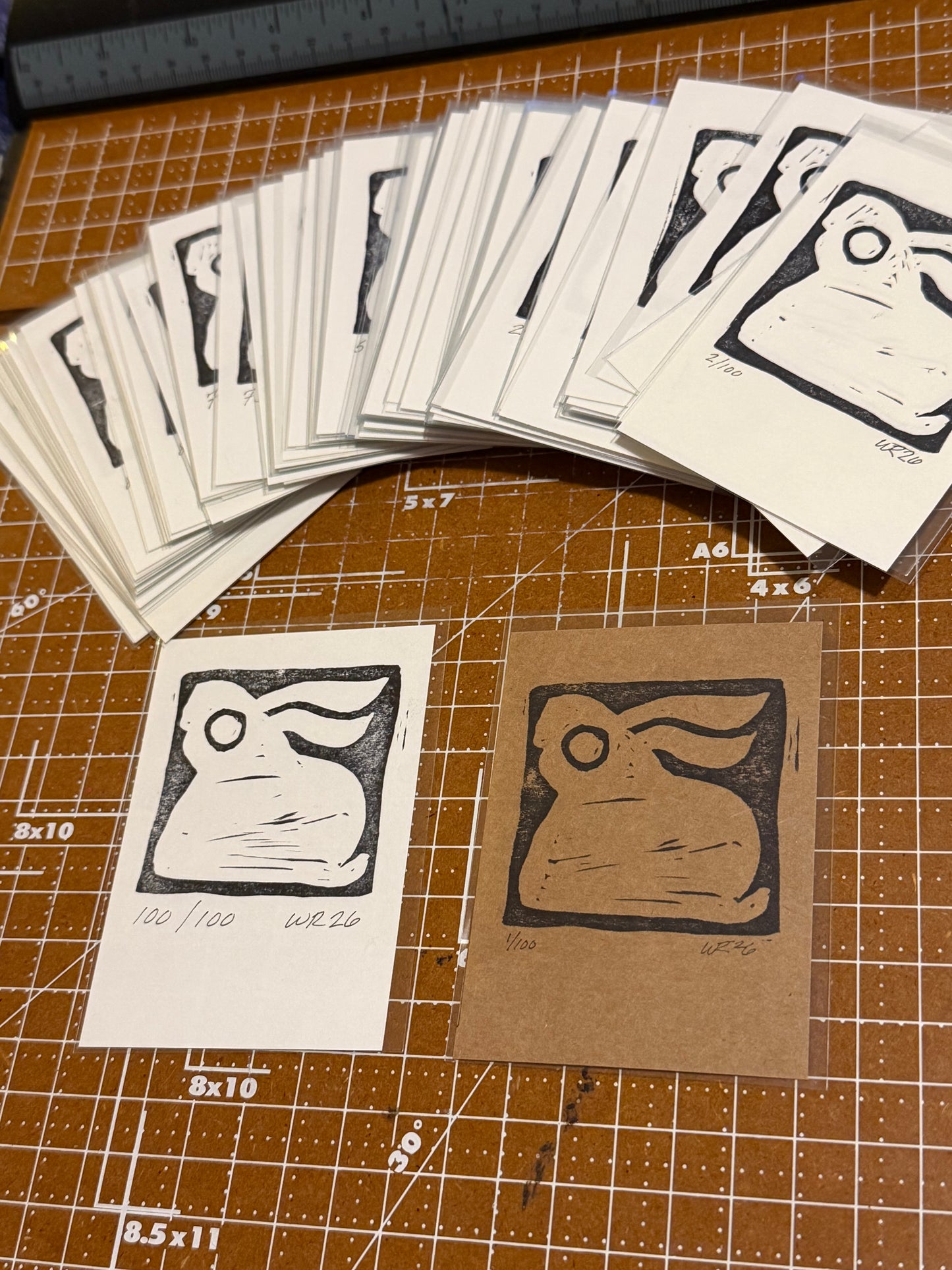 Block Bunny Lino ACEO
