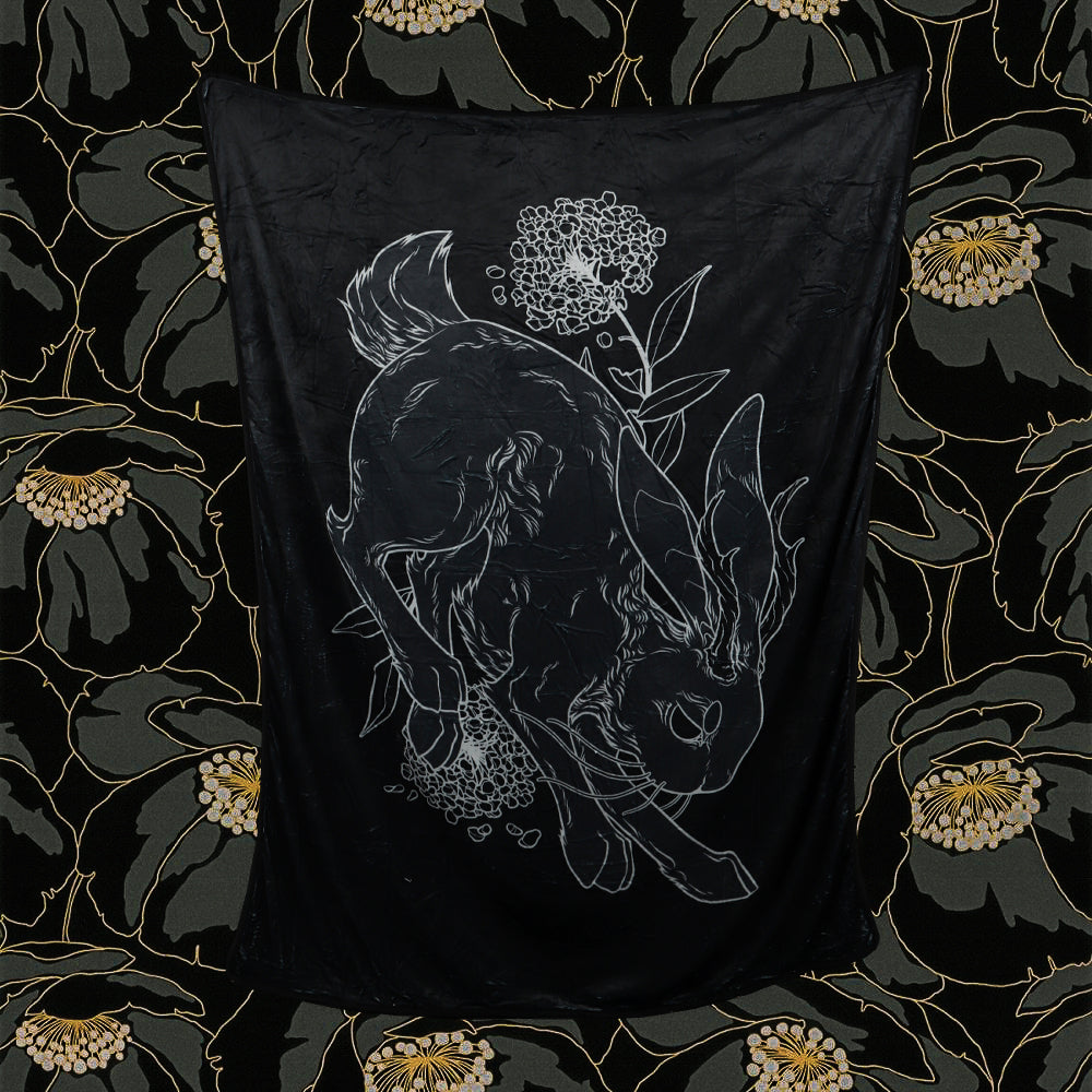 Black Jackalope Large Plush Throw Blanket **PREORDER**