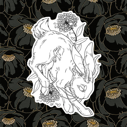 Floral Jackalope Sticker