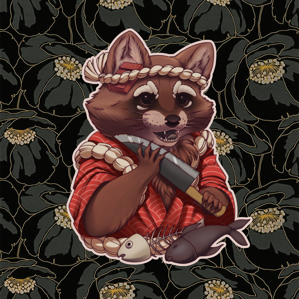 Racoon Sushi Chef Sticker – Whiskey Rabbit