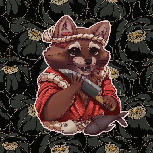 Racoon Sushi Chef Sticker